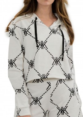 Kendal + Kylie - Μπλούζα Μακρυμάνικη Kendal + Kylie Net Cropped Hoody KKW3611633-OFF WHITE Γυναικείο