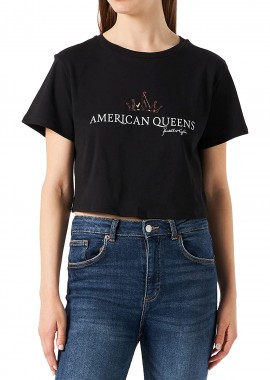 Kendal + Kylie - Μπλούζα Κοντομάνικη Kendal + Kylie Loose Cropped T-shirt KKW3611640-BLACK Γυναικείο