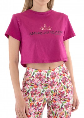 Kendal + Kylie - Μπλούζα Κοντομάνικη Kendal + Kylie Loose Cropped T-shirt KKW3611640-FUCSHIA Γυναικείο