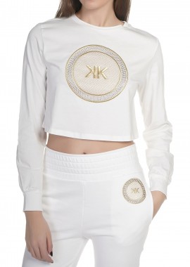 Kendal + Kylie - Μπλούζα Μακρυμάνικη Kendal + Kylie Art Patch Cropped Top KKW3711602-off-white Γυναικείο