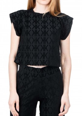 Kendal + Kylie - Top Kendal + Kylie Velour Combo KKW3711649-BLACK Γυναικείο