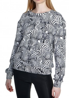 Kendal + Kylie - Μπλούζα Μακρυμάνικη Kendal + Kylie Zebra B&W Classic College KKW3711653-ZEBRA Γυναικείο