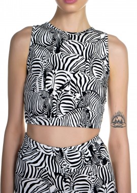 Kendal + Kylie - Μπλούζα Αμάνικη Kendal + Kylie Zebra B&W KKW3711654-ZEBRA Γυναικείο