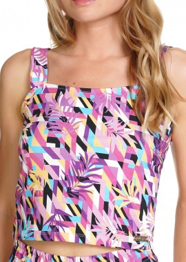 Kendal + Kylie - Top Kendal + Kylie Strap Square Basic Top Printed KKW3811647-TROPICAL COLOR PRINT Γυναικείο
