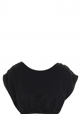 Kendal + Kylie - Top Kendal + Kylie Ruffle Elastic Waist Crop Top KKW3814018-BLACK Γυναικείο
