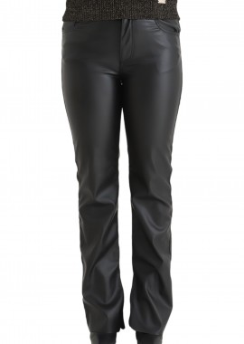Kendal + Kylie - Παντελόνι Δερμάτινο Kendal + Kylie Hogh Rise Flare Side Slit Vegan KKW3912007-BLACK Γυναικείο
