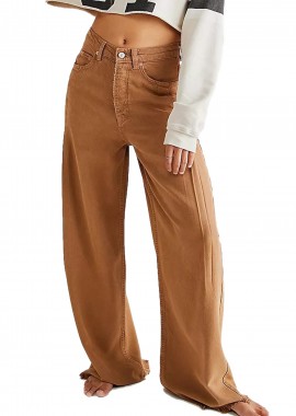 Free People - Παντελόνι Jean Free People Old West Slouchy OB1387530-CHOCOLATE LAVA Γυναικείο