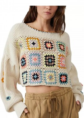 Free People - Πουλόβερ Free People Dahlia Crochet OB1626025-BONE Γυναικείο