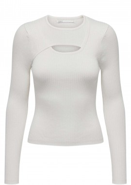 Only - Μπλούζα Μακρυμάνικη Only Onlashley Peakaboo O-Neck 15300390-Cloud Dancer Γυναικείο