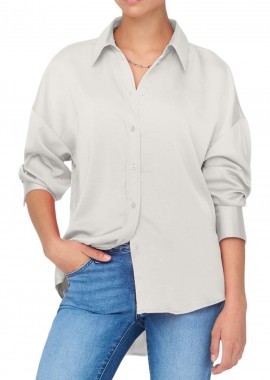 Only - Πουκάμισο Μακρυμάνικο Only Onlmarta Oversize Satin 15303447-Cloud Dancer Γυναικείο