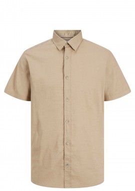 Jack & Jones - Πουκάμισο Κοντομάνικο Jack & Jones Jjpierre Slub 12270087-Crockery Ανδρικό