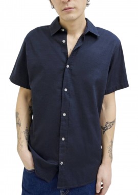 Jack & Jones - Πουκάμισο Κοντομάνικο Jack & Jones Jjpierre Slub 12270087-Sky Captain Ανδρικό