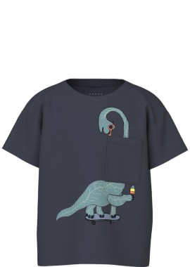 Name It - Μπλούζα Κοντομάνικη Name It Nmmvilian Boxy 13228217-India Ink - Dinosaur Αγόρι