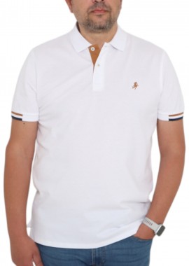 USA POLO CLUB - Μπλούζα Polo USA POLO CLUB Sleeve Polo-Shirt 1003-WHITE Ανδρικό