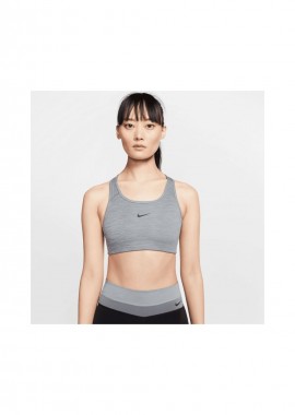 Nike Sportswear - Nike Dri-Fit Swoosh Γυναικείο Αθλητικό Μπουστάκι Γκρι με Επένδυση BV3636-084