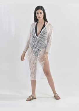 BLE - Καφτάνι παραλίας σε μακρύ μήκος ΛΕΥΚΟ