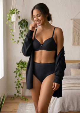 SIELEI - Σουτιέν με μπανέλα από οργανικό βαμβάκι | 1442 ΜΑΥΡΟ