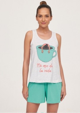 MUYDEMI - Πιτζάμα καλοκαιρινή αμάνικη με στάμπα ΓΚΡΙ