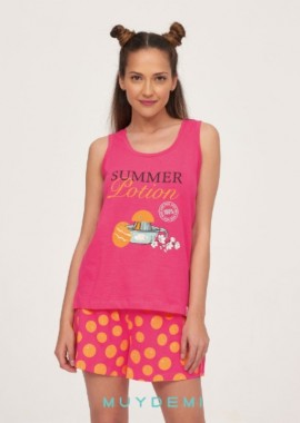MUYDEMI - Πιτζάμα καλοκαιρινή αμάνικη με στάμπα ΚΟΡΑΛΙ