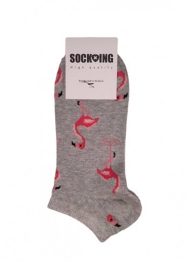 Sock-Ing - Τερλίκι κάλτσα Γυναικεία με σχέδιο Flamingo | S80420 ΓΚΡΙ ΑΝΟΙΧΤΟ