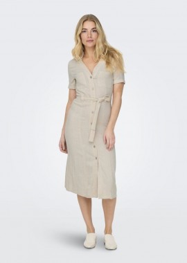 ONLY - ONLY Linen Shirtdress - 15347210 - Μπεζ