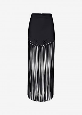 Cutcuutur - Maxi Skirt with Fringes in Black