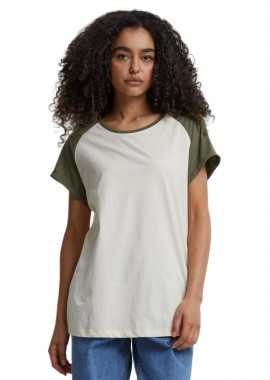 Urban Classics - Ladies Contrast Raglan Tee Urban Classics TB1913-03913 Whitesand+Olive