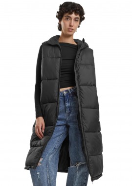 Urban Classics - Ladies Long Hooded Puffer Vest Urban Classics TB7007-00007 Black