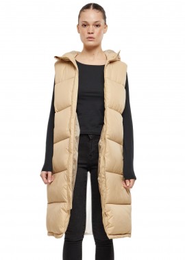 Urban Classics - Ladies Long Hooded Puffer Vest Urban Classics TB7007-03738 Unionbeige