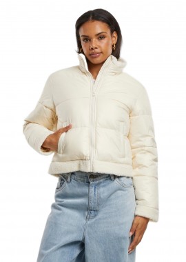 Urban Classics - Ladies Recycled Shiny Puffer Sherpa Jacket Urban Classics TB7074-18583 Whitesand/Whitesand