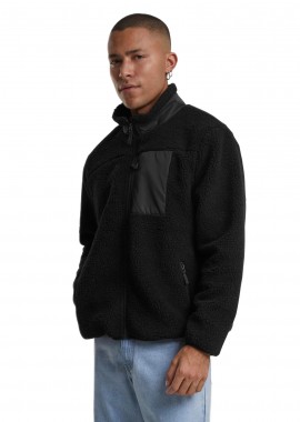 Urban Classics - Teddy Jacket With Stand Up Collar Urban Classics TB7260-00007 Black