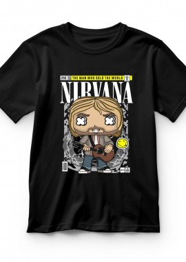 Pop Culture - Παιδικό T-shirt Nirvana Kurt Cobain Pop Culture Black