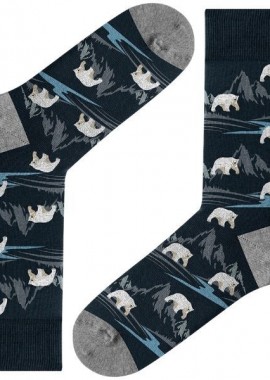 John Frank - Ανδρικές fashion κάλτσες POLAR BEAR Βαμβακερές John Frank 12129 Σκούρο Μπλέ