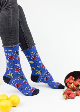 John Frank - Ανδρικές fashion κάλτσες EMOJIS Βαμβακερές John Frank 12135 Μπλέ