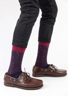 Trendy - Ανδρικές casual κάλτσες BINARY CODE Βαμβακερές Trendy 16135 Μπορντό