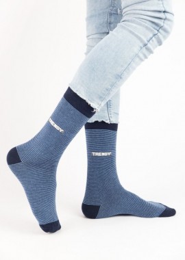 Trendy - Ανδρικές casual κάλτσες KEVIN II Βαμβακερές Trendy 16141 Σκούρο Μπλέ