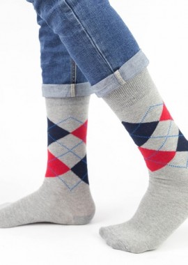 Trendy - Ανδρικές casual κάλτσες JERRY II Βαμβακερές Trendy 16245 Σκούρο Γκρί