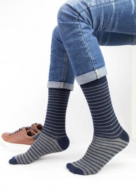 Trendy - Ανδρικές casual κάλτσες JUSTIN Βαμβακερές Trendy 16284 Σκούρο Μπλέ