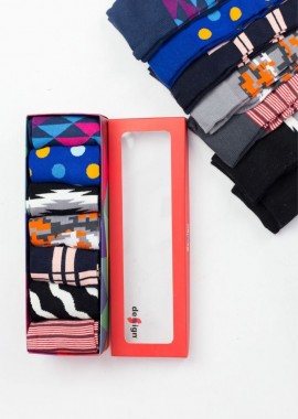 Design - Ανδρικές fashion κάλτσες JUMBLE 7 Ζευγάρια Βαμβακερές Design 21105 Σκούρο Μπλέ