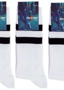 Design - Ανδρικές αθλητικές κάλτσες WHITE DOVE 3 ζευγάρια Βαμβακερές Design 24981 Άσπρο