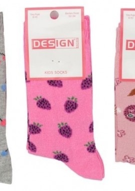 Design - Παιδικές κάλτσες για κορίτσι RED FRUITS Βαμβακερές 3 ζευγάρια Design 28919 Πολύχρωμο
