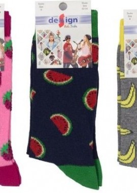 Design - Παιδικές κάλτσες για κορίτσι FRUITS I Βαμβακερές 3 ζευγάρια Design 28937 Πολύχρωμο