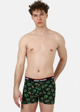 John Frank - Χριστουγεννιάτικο ανδρικό boxer GIFT BOX Βαμβακερό John Frank 30960 Μαύρο