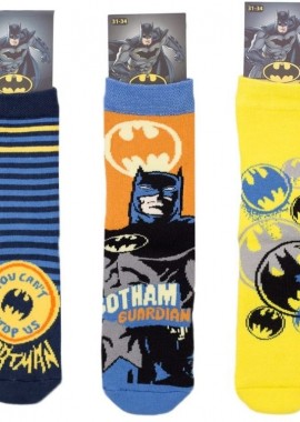 Warner Bros - Παιδικές αντιολισθητικές κάλτσες για αγόρι DARK KNIGHT Βαμβακερές 3 ζευγάρια Warner Bros 31726 Κίτρινο