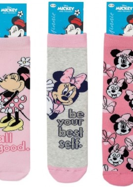 Disney - Παιδικές αντιολισθητικές κάλτσες για κορίτσι MINNIE MOTOS Βαμβακερές 3 ζευγάρια Disney 31746 Ρόζ