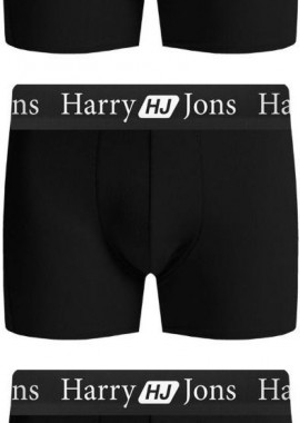 Harry Jons - Ανδρικά μποξεράκια BLACK 3 τεμάχια Βαμβακερά Harry Jons 36605 Μαύρο