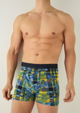 Harry Jons - Ανδρικό μποξεράκι YELLOW PALM TREE Βαμβακερό Harry Jons 41537 Σκούρο Μπλέ