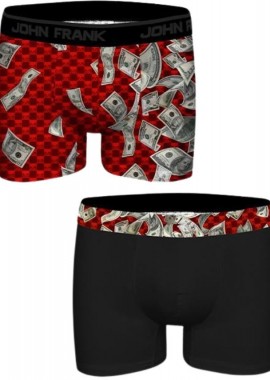 John Frank - Ανδρικά Boxers DOLLARS Βαμβακερά 2 τεμάχια John Frank 49402 Σκούρο Πολύχρωμο