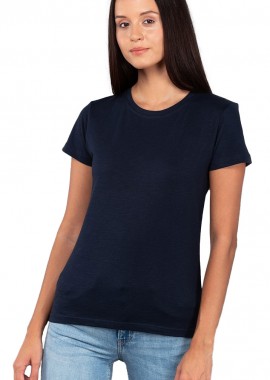 About Basics - Γυναικεία κοντομάνικη φλάμα μπλούζα About Basics Crystal - 00580 Navy