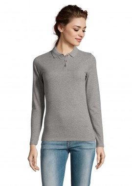 SOLS - Γυναικείο μακρυμάνικο πόλο πικέ Sol's Perfect LSL Women - 02083 Grey Melange